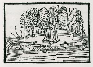 St. Brendan op het visseiland, illustratie uit 